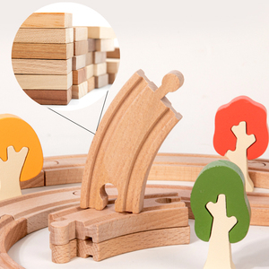 Juego de Tren de Madera de Lujo con Puente de Dos Pisos y Tren, Juguete Educativo Montessori para Edades de 2 <span class=keywords><strong>a</strong></span> 7 <span class=keywords><strong>A</strong></span>ños, <span class=keywords><strong>Escala</strong></span> 1:12 - Product Image 2