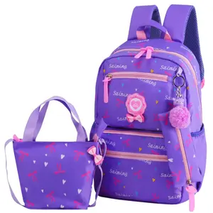 Good quality waterproof light weight full printing 3 in 1 set backpack bag lunch set backpack school bags girls