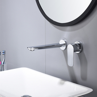 Robinet de lavabo encastré mural moderne à double poignée, 3 trous, noyau de valve en céramique, robinet d'eau chaude/froide pour salle de bain