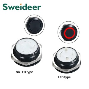 Siêu ngắn tạm thời tự trở lại không thấm nước điện kim loại đẩy nút Thiết bị chuyển mạch mini chạy bộ màu đen giới hạn dẫn ánh sáng 1NO 1A 12mm - Product Image 4