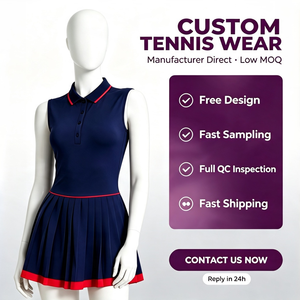 Abito sportivo da donna senza maniche con taglio a <span class=keywords><strong>polo</strong></span>, con finiture a contrasto, termosaldato, plissettato, anti-esposizione, con gonna pantalone integrata, per tennis e golf - Product Image 1