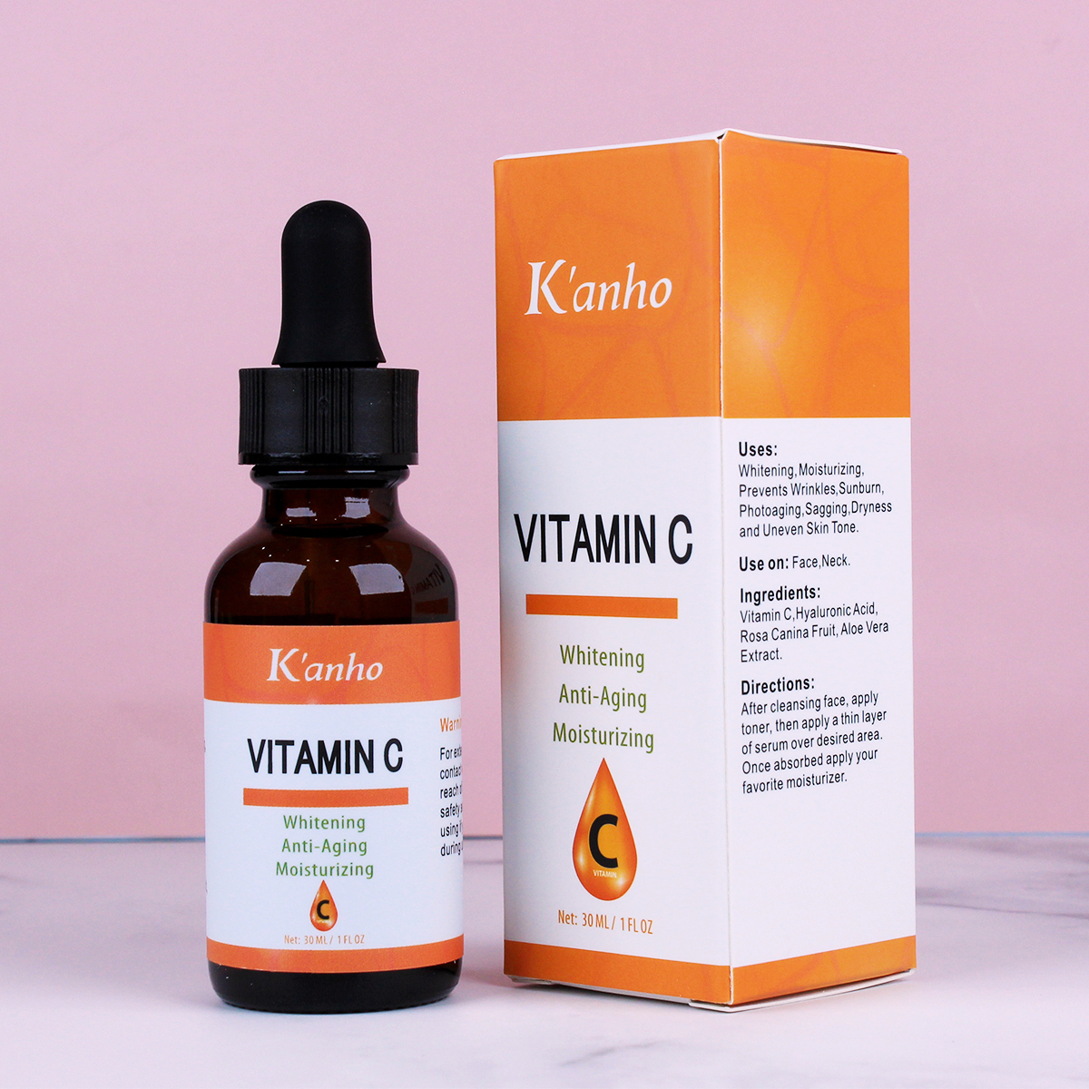 Kanho Vitamin c serum for skincare professional care face with hyaluronic acid private label skin care 100% natural