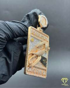 Colgante Rectangular Personalizado con Nombre, Chapado en Plata de Ley 925 con Diamantes Cultivados en Laboratorio VVS, Joyería Hip Hop - Product Image 3