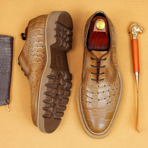 Zapatos Oxford de Cuero Genuino con Punta Puntiaguda, Suela de Goma Antideslizante, Zapatos de Vestir para Hombre para Todas las Temporadas, Estilo con Cordones - Product Image 1