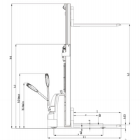 Gerbeur électrique d'entrepôt JAKI QES1516E, dimensions 600x1600x1150mm, batterie lithium-ion 24V/100Ah, pneus en polyuréthane