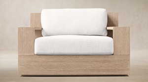 Conjunto de Sofá Contemporáneo para Exteriores con Mesa de Centro en Tela Beige y Estructura de Madera para Jardín o Patio - Product Image 3