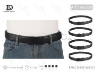 Cinturón para hombre con hebilla automática, 4 cm x 125 cm, color negro, estilo informal, material acrílico duradero - Product Image 1