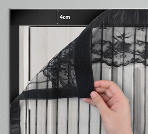Tay miễn phí chống muỗi Polyester Net ma thuật màu đen cửa sổ cửa lưới côn trùng bay Màn hình rèm với 36 nam châm lưới cửa màn hình - Product Image 3