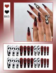 Disponible 24PCS Alta calidad <span class=keywords><strong>Halloween</strong></span> Acrílico Fantasma Calavera Calabaza Murciélago Estilo largo Prensa en las <span class=keywords><strong>uñas</strong></span> - Product Image 4