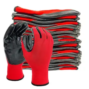 Hot selling manufacturer of cutting resistant nylon sand nitrile coated gloves safety work strip nylon frosted nitrile gloves
