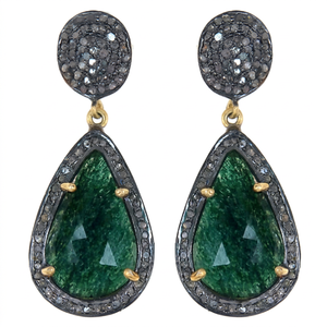 Boucles d'oreilles pendantes classiques en argent 925 plaqué noir vintage pour femmes, pour les occasions de fête - Product Image 1