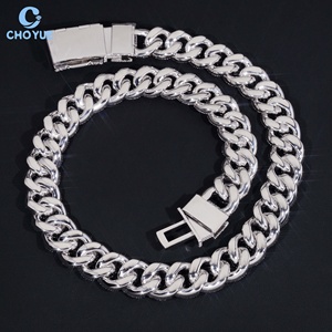 Cadena de eslabones cubanos de moissanita de 20 mm de gran tamaño con incrustaciones de mosaico, chapada en rodio, de plata maciza 925, joyería Hiphop Iced Out - Product Image 6