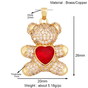 Pendentif à breloque animal chat ours lion léopard serpent renard mouton, véritable collier plaqué or 18 carats <span class=keywords><strong>bracelet</strong></span> bijoux composants approvisionnement S36 - Product Image 6