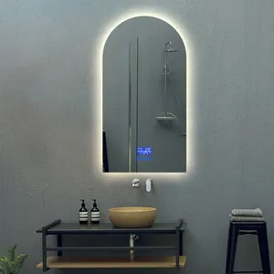 2021 פופ עיצוב קשת דלת מראה עם led אור רחצה דקורטיבי קיר מראה זמן demister