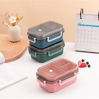 Boîte à lunch bento carrée à double couche, de qualité alimentaire, utilisable au micro-ondes, compartimentée, avec couvercle en plastique scellé, repas pour les employés de bureau et les étudiants
