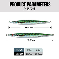 Jigging pro Metal Lent Jigging Leurre 60g 80g 100g Lumineux 3D Design Saltwater Jig Leurre De Pêche Pour Maquereau Pesca Leurre De Pêche