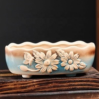 Pot de fleurs en céramique écologique personnalisé pour succulentes, pot en terre cuite gaufré motif trèfle, pot à plantes en porcelaine pour cactus, pour table, jardin, maison