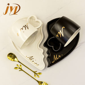 Tasses à <span class=keywords><strong>café</strong></span> en céramique avec cuillère, plats de Couple, en forme de cœur, cadeau romantique - Product Image 5