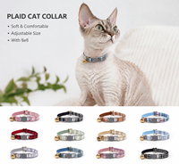 Collier pour chats à motif écossais de qualité supérieure, conception de sécurité à dégagement rapide, collier personnalisé pour chats pour usage quotidien, faible MOQ, directement de l'usine