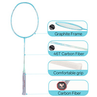 Raquette de badminton YODIMAN en fibre de carbone avec poignée en PU, haute qualité, haute performance, légère, cadre aérodynamique 5U - Front Court Net