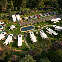 Casa Capsula in Acciaio a 2 Piani con Ruote, 2 Camere da Letto, Bagno, Cucina - Design Moderno, Facile Installazione, per Campeggio all'Aperto