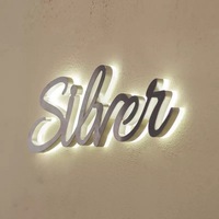 Signalétique LED rétroéclairée en acier inoxydable 3D personnalisée, lettres lumineuses en métal antirouille, logo lumineux pour usage intérieur et extérieur