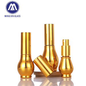 Flacon de sérum <span class=keywords><strong>en</strong></span> verre ambré de luxe avec compte-gouttes Elegant Gold Accents Single Double Gourd Design - Product Image 3
