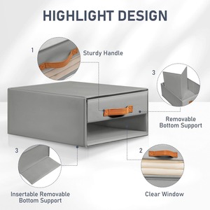 Clothing Organizer Foldable <b>Storage</b> <b>Box</b> Gray Beige 40x32x17cm Rectangle Wardrobe <b>Drawer</b> Organizer - Product Image 5