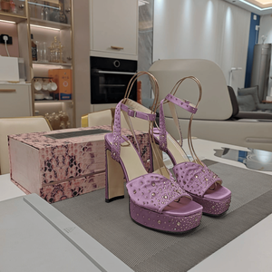 Zapatos de Tacón Alto Jimmy de Alta Calidad, Modernos, con Decoración de Diamantes de Satén, Transpirables y Amigables con la Piel, Nuevo Estilo Más Vendido - Product Image 4