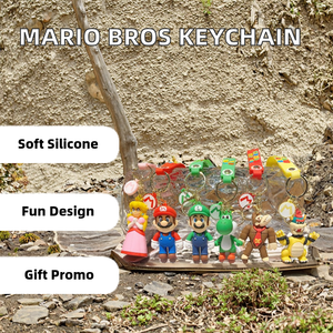 Dibujos animados 3D PVC Anime para Super <span class=keywords><strong>Mario</strong></span> <span class=keywords><strong>Bros</strong></span> mosquetón llavero personalizado silicona hongo Luigi Yoshi llavero regalo promocional - Product Image 2