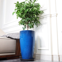 Pots de fleurs en plastique émaillés pour jardin, très demandés, avec soucoupe, 21 pouces de haut