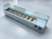 Mesa Refrigerada de Preparación de Pizza de Acero Inoxidable GN1/4 de 2m con 10 Compartimentos de Temperatura Única, Mostrador Refrigerado para Frutas y Ensaladas