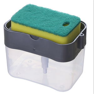 Support pour éponge de cuisine avec distributeur de savon gris, boîte de rangement murale pour vaisselle - Product Image 5