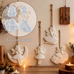 Moules en silicone 3D pour bougies, pendentifs étoiles, anges, miniatures de filles, décoration de Pâques, gypse, résine époxy, ornement, 4 styles - Product Image 1