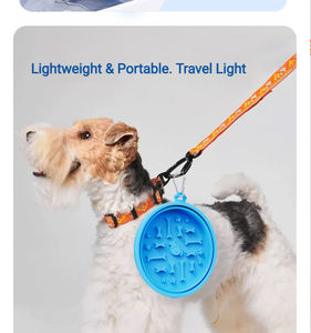 Ciotola da Viaggio Pieghevole in Silicone per Animali Domestici, Doppia, Portatile, con Base a Ventosa, per Alimentazione Lenta e Acqua, Ideale per l'Estate e l'Esterno - Product Image 6