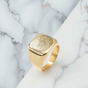 Cross-Border Salomon <span class=keywords><strong>Kabala</strong></span> Seal Anillo de acero de titanio Anillo de estilo europeo y americano Joyería de mano al por mayor - Product Image 3