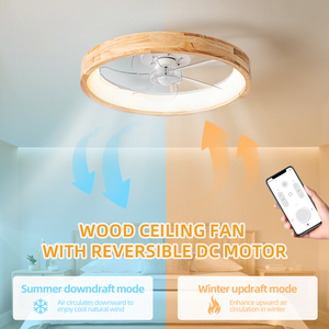 Bán buôn tùy chỉnh hiện đại 20-inch LED quạt trần với điều khiển từ xa 5 lưỡi gỗ mờ thời gian và động cơ 3 tốc độ - Product Image 2