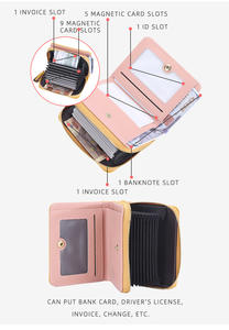ארנק rfid של נשים עם רוכסן כרטיס עור קטן ארנק multicard עבור כרטיסי ביט מיני כרטיסי אשראי ארנק מיני לנשים - Product Image 6