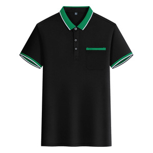 <b>Polo</b> Shirt Unisex Black Red Trim Short Sleeve Solid Color Workwear Daily Wear - Product Image 2