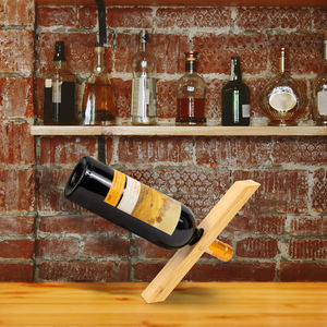 GL porta bottiglie di vino di bambù personalizzato all'ingrosso porta oggetti da cucina da tavolo da appoggio per bottiglia di vino singolo supporto per Rack - Product Image 4