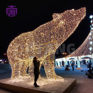 3D Polar Bear Christmas Lights Metal Frame for Mall Plaza Display - Product Image 4