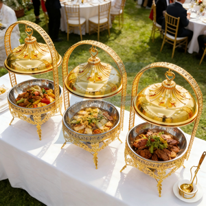 ถาดอุ่นอาหารสแตนเลสแบบแขวน สำหรับงานจัดเลี้ยง ร้านอาหาร งานปาร์ตี้ สีทอง ขายดี - Product Image 3