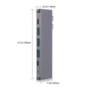 محول USB-C 8-في-1 مصنوع من الألومنيوم مع خاصية تحويل USB 3.0 للشحن ونقل البيانات حاصل على شهادة المواصفات Rohs