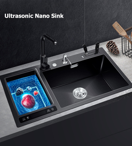 Custom Size Nano Stainless Steel Fruit And Vegetable Ultrasonic Cleaning Purifying Intelligent Kitchen Sink With Cup Washer