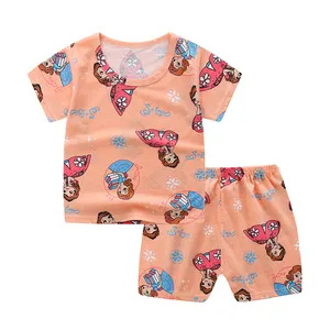 Custom Clothings קצר שרוול ילדים של חליפת קריקטורה הדפסת תינוק בגדי סטים עבור בנים ובנות