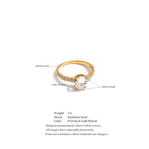 Anello JINYOU 3019 6789 in Acciaio Inossidabile Placcato Oro con Zircone Brillante, Anello <span class=keywords><strong>di</strong></span> <span class=keywords><strong>Fidanzamento</strong></span> per Donna - Product Image 6
