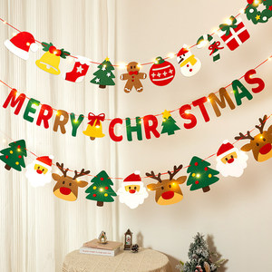 Guirlande de Noël en tissu non tissé, décorations de fête Joyeux Noël, accessoires photo, décoration murale, ornement festif pour la maison - Product Image 1