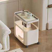 Table d'appoint mobile moderne et durable pour salon, table basse avec plateau en acier, mobilier de maison
