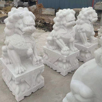 Gardien en argent chinois sculpté à la main Design classique extérieur pierre marbre Foo Fu chien Lions Statues Sculpture