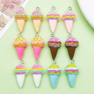 จี้เรซิ่นรูปไอศกรีม 12 ชิ้น หลากสี การ์ตูน DIY อุปกรณ์ตกแต่งเครื่องประดับ สำหรับสร้อยข้อมือ สร้อยคอ - Product Image 1